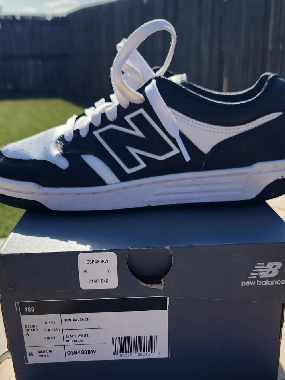 New Balance Kid's Black & White Low-Top Sneakers
